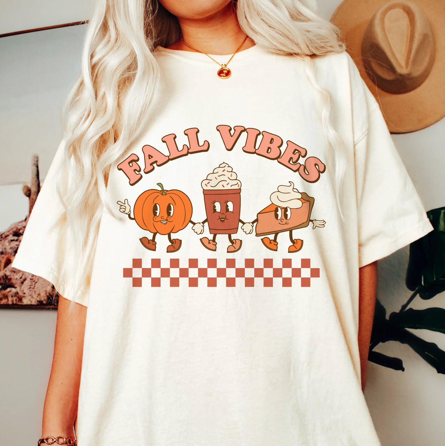 Fall vibes orange checkered