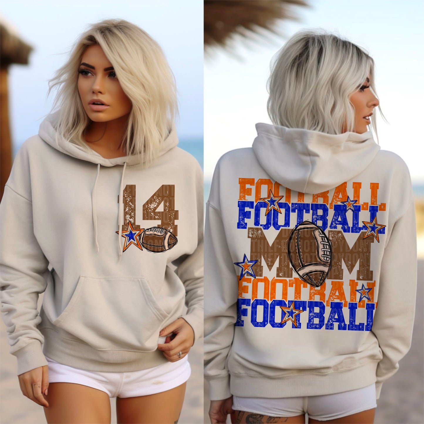 Football Mom (orange/royal blue-front)