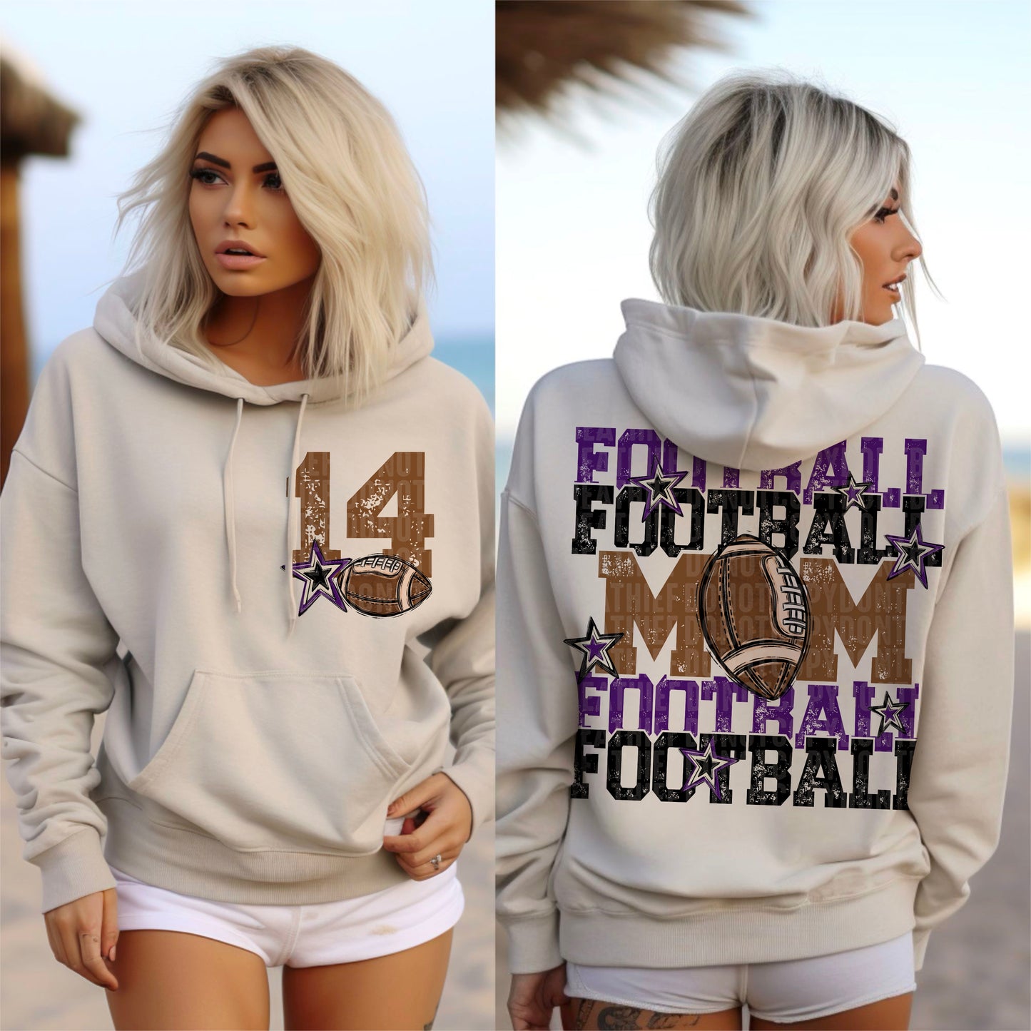 Purple and Black Football Mom - Front