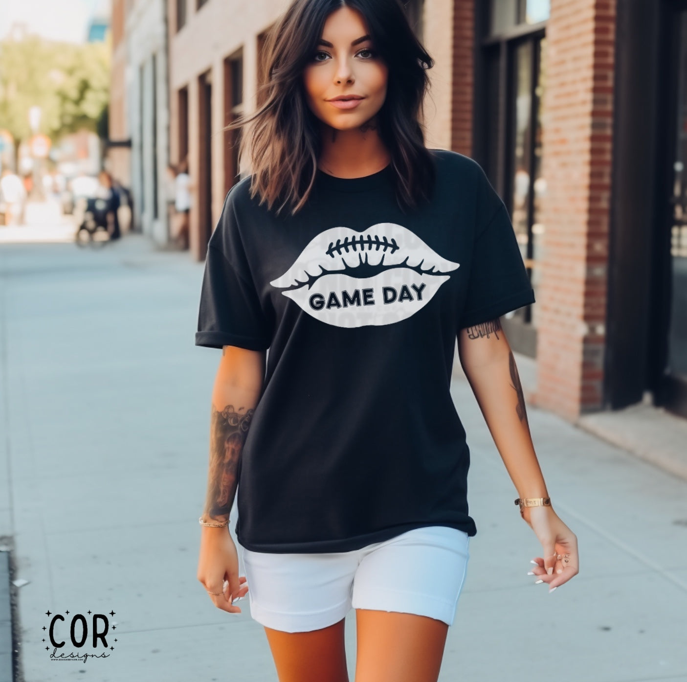 Game Day Football Lips White