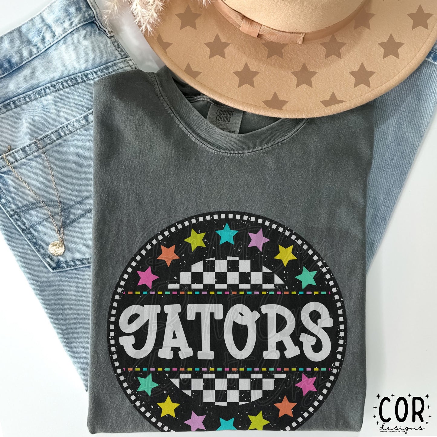 Gators Colored Stars With Checkered Circle