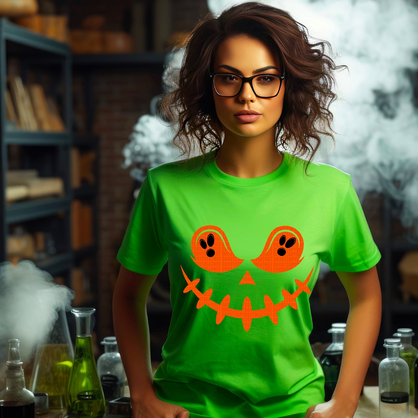 Ghost Pumpkin Face ORANGE - DTF Transfer