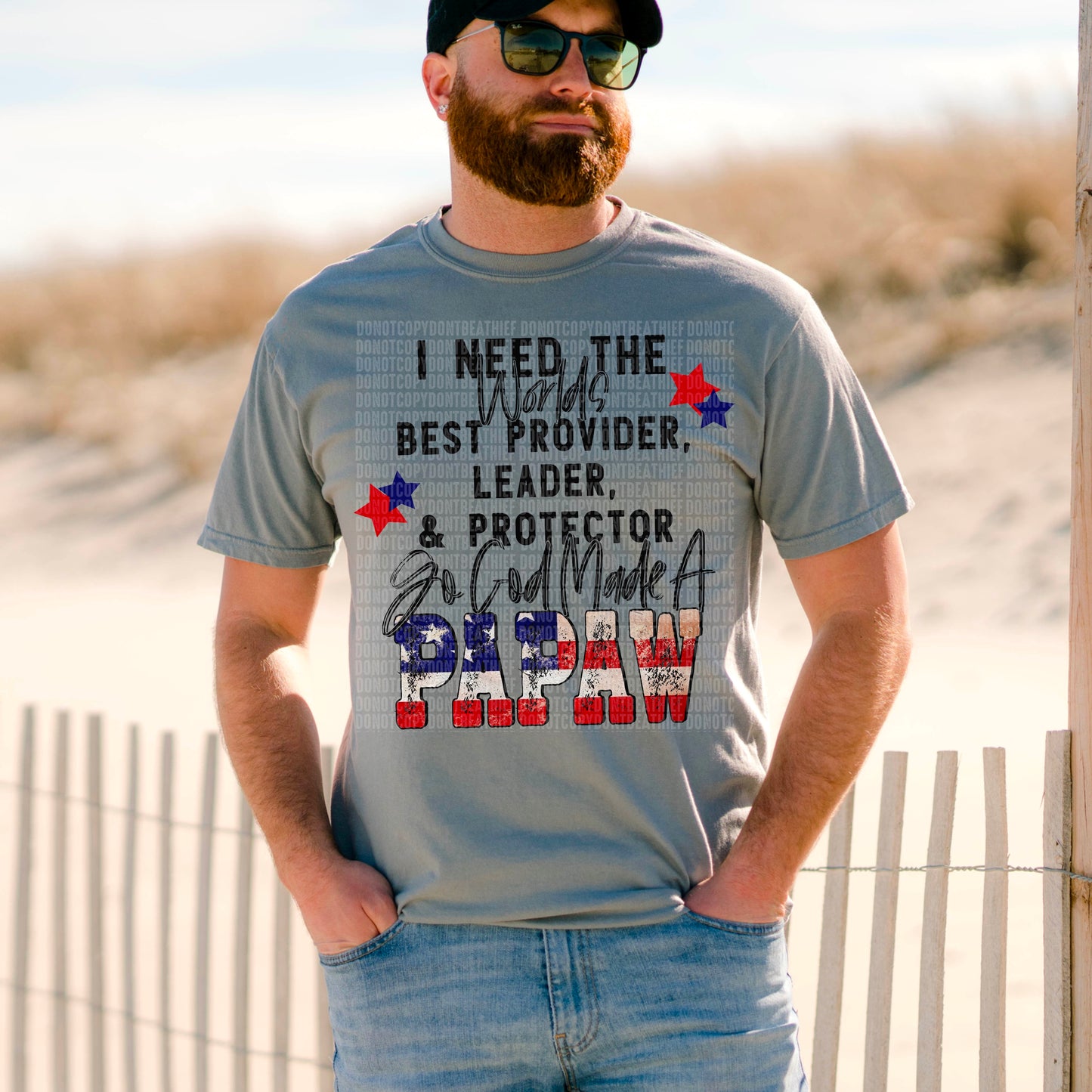 GOD Made A PAPAW (FLAG LETTERS) - DTF Print