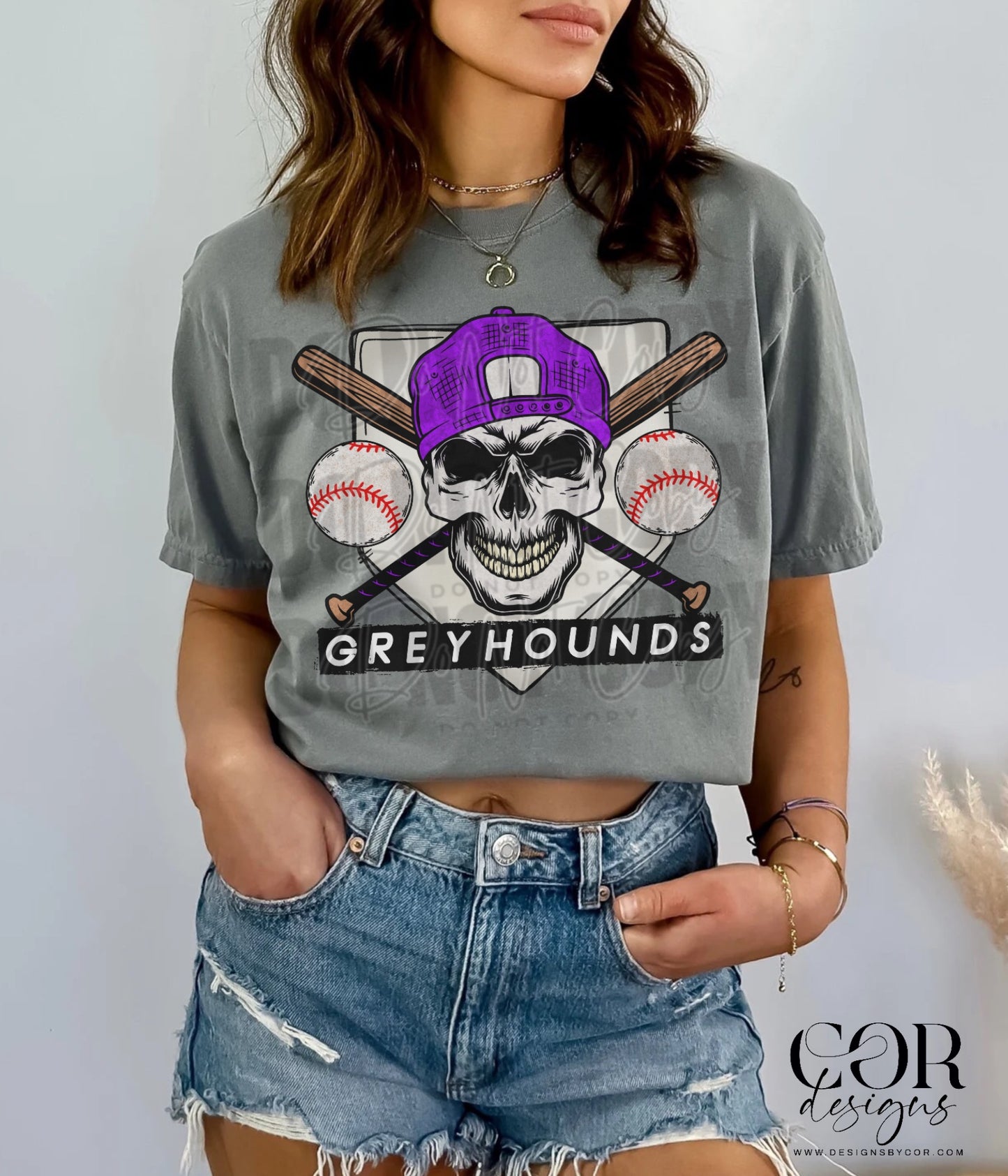 Greyhounds Purple Baseball With Skull