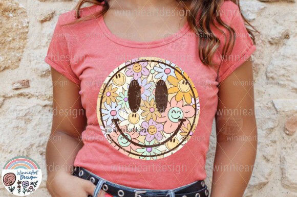Happy Smile Face Boho Flowers