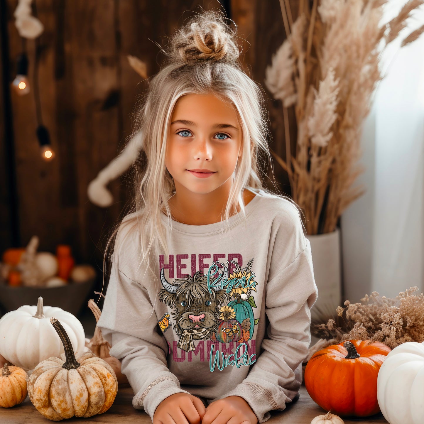 Heifer Kisses Pumpkin Wishes - DTF Transfer