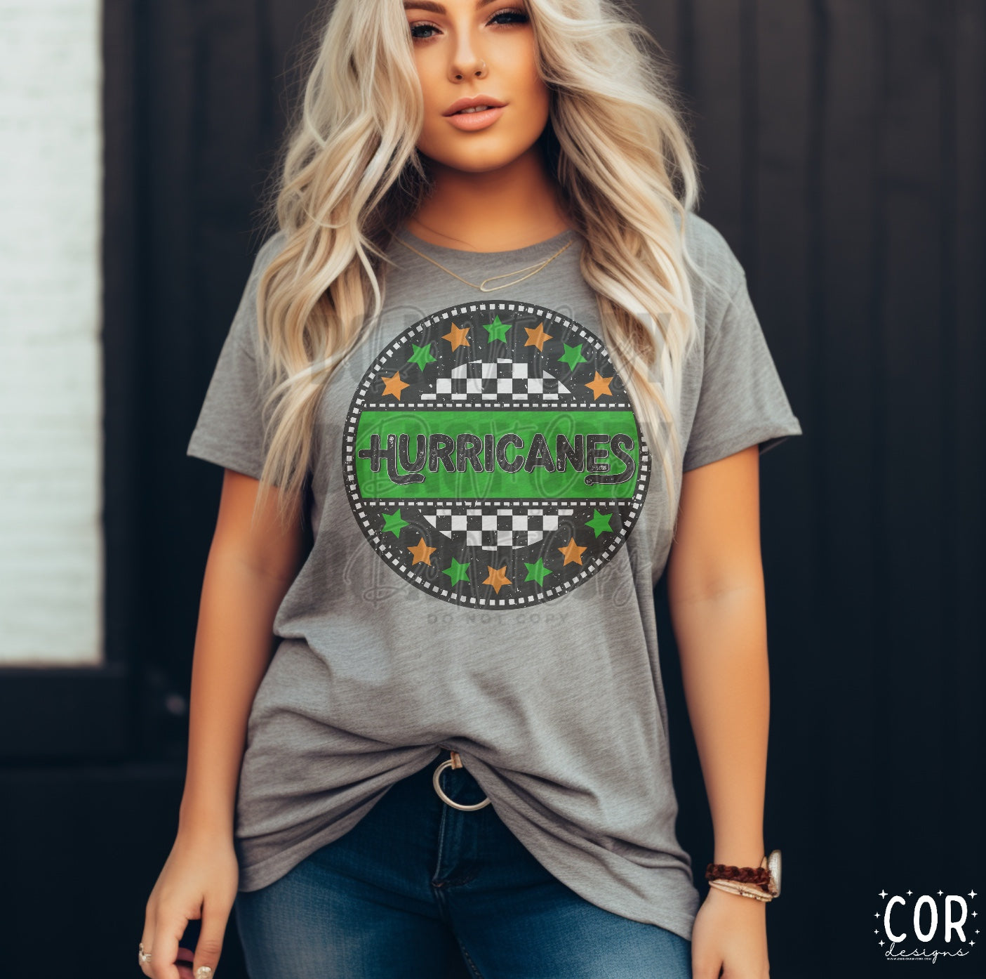 Hurricanes Orange And Green Stars With Checkered Circle