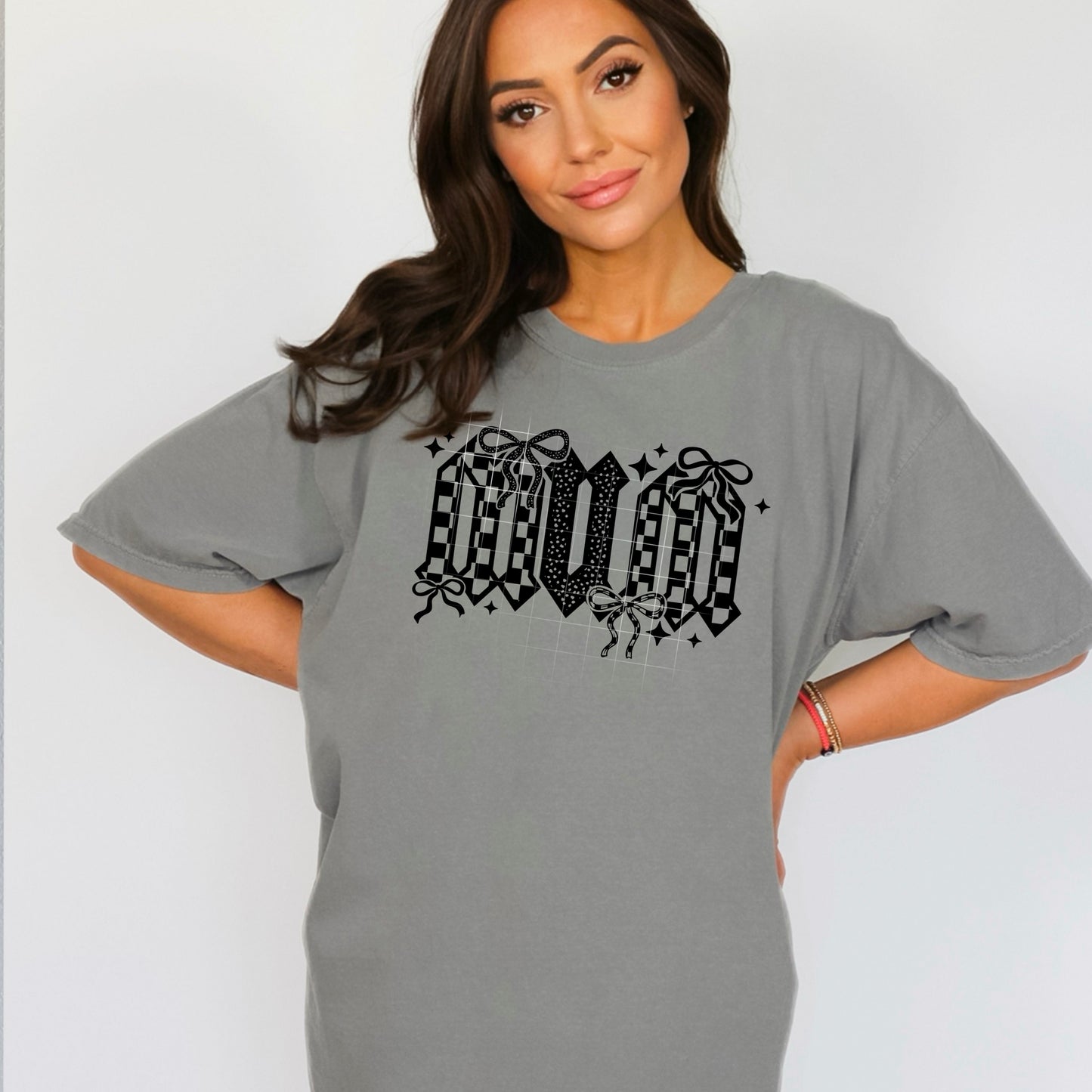 Checkered Mum w/Bows (black)