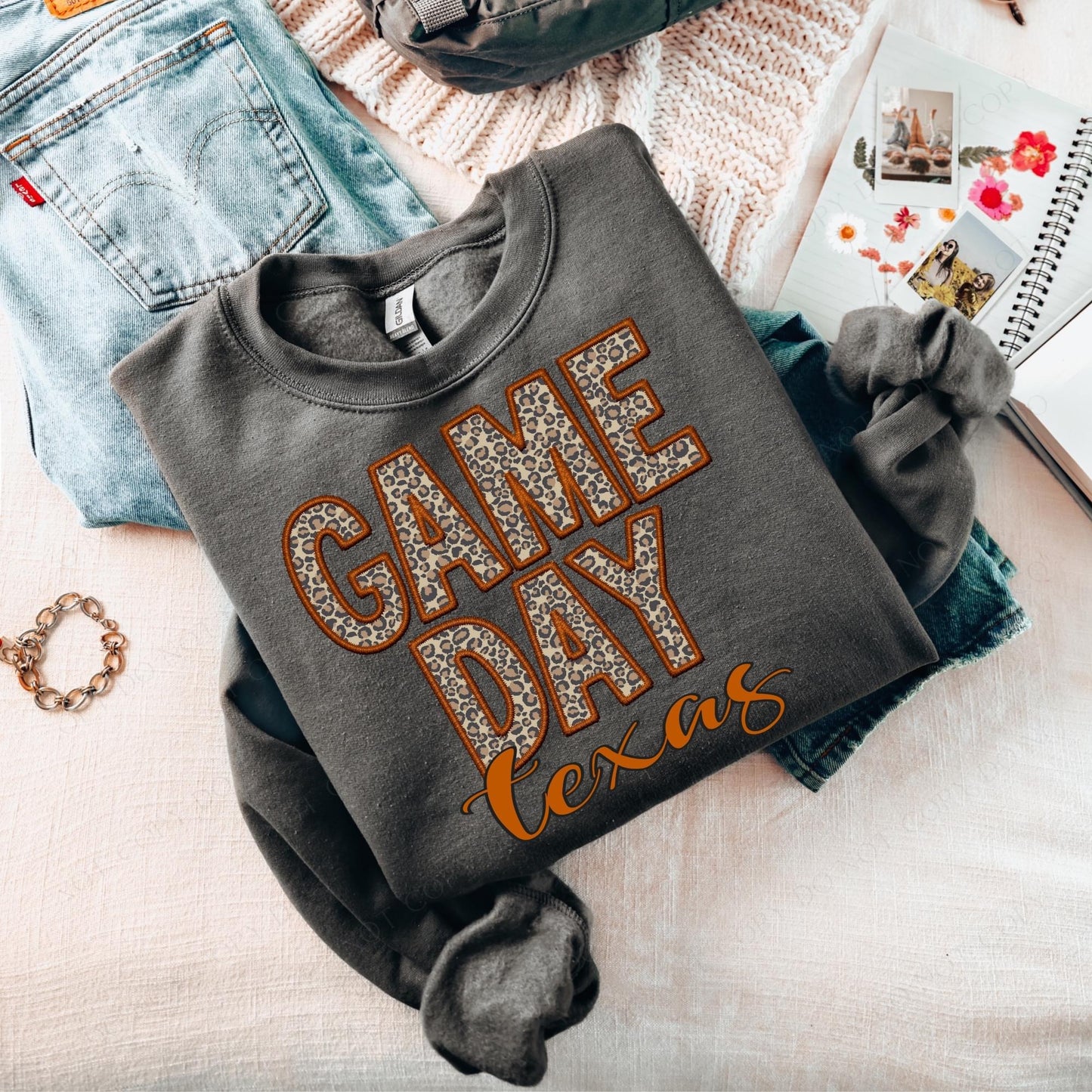 Game day, Texas - cheetah print & orange