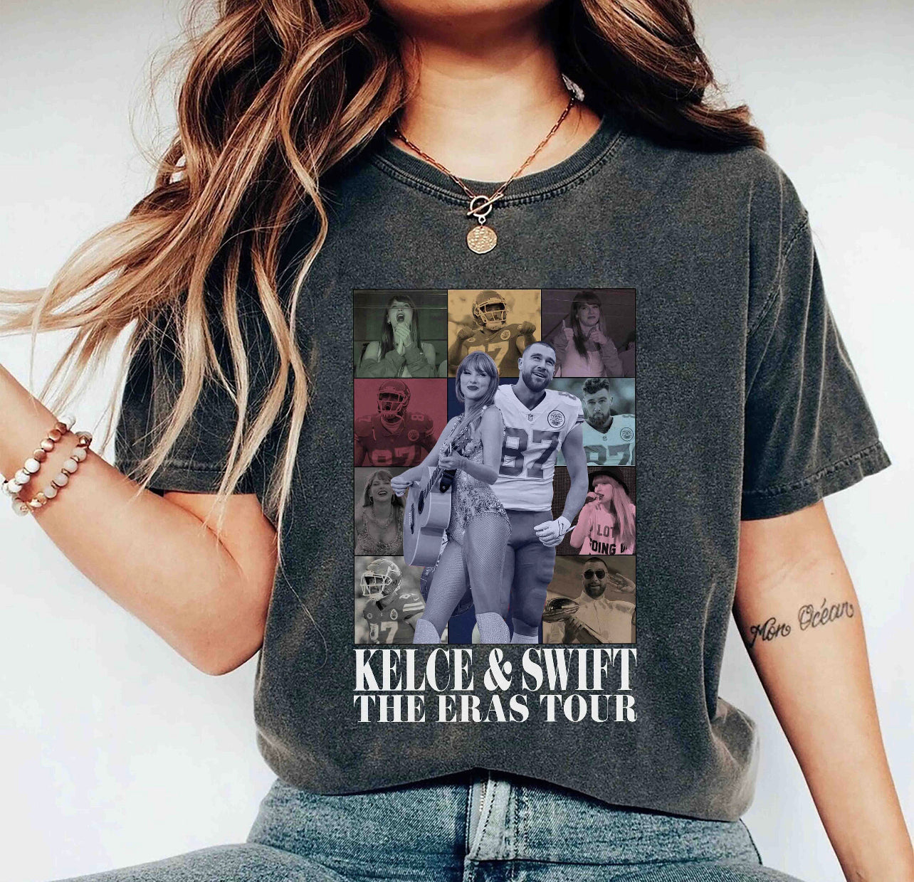 Kelce & Swift The Eras Tour - Black & White