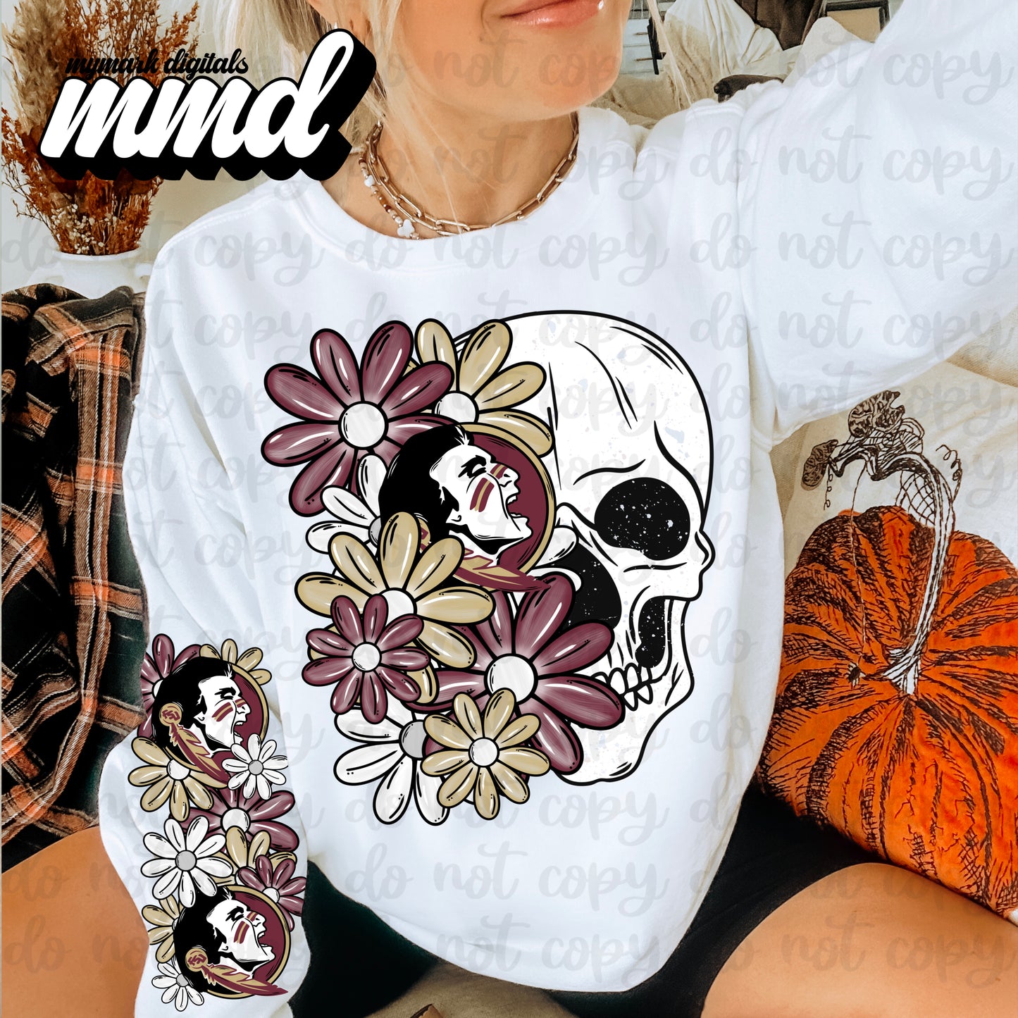 Floral Skull Florida Seminoles - SLEEVE