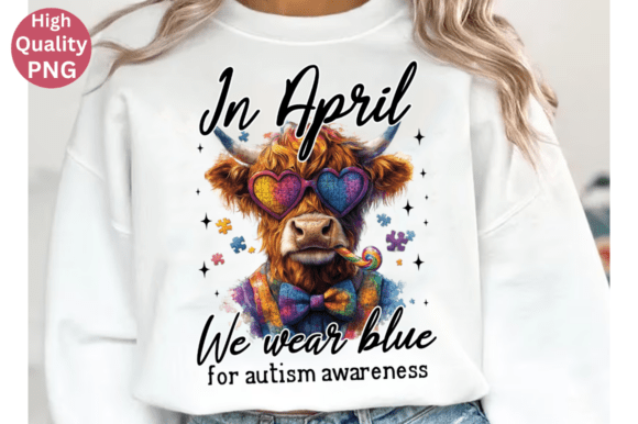 Autism Awareness Highland Cow In Glasses