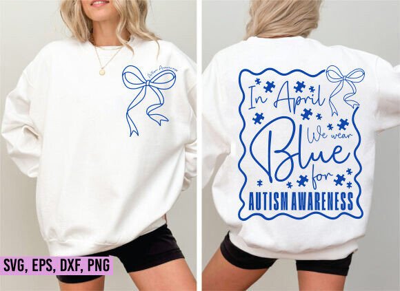Autism Awareness Blue Bow Back