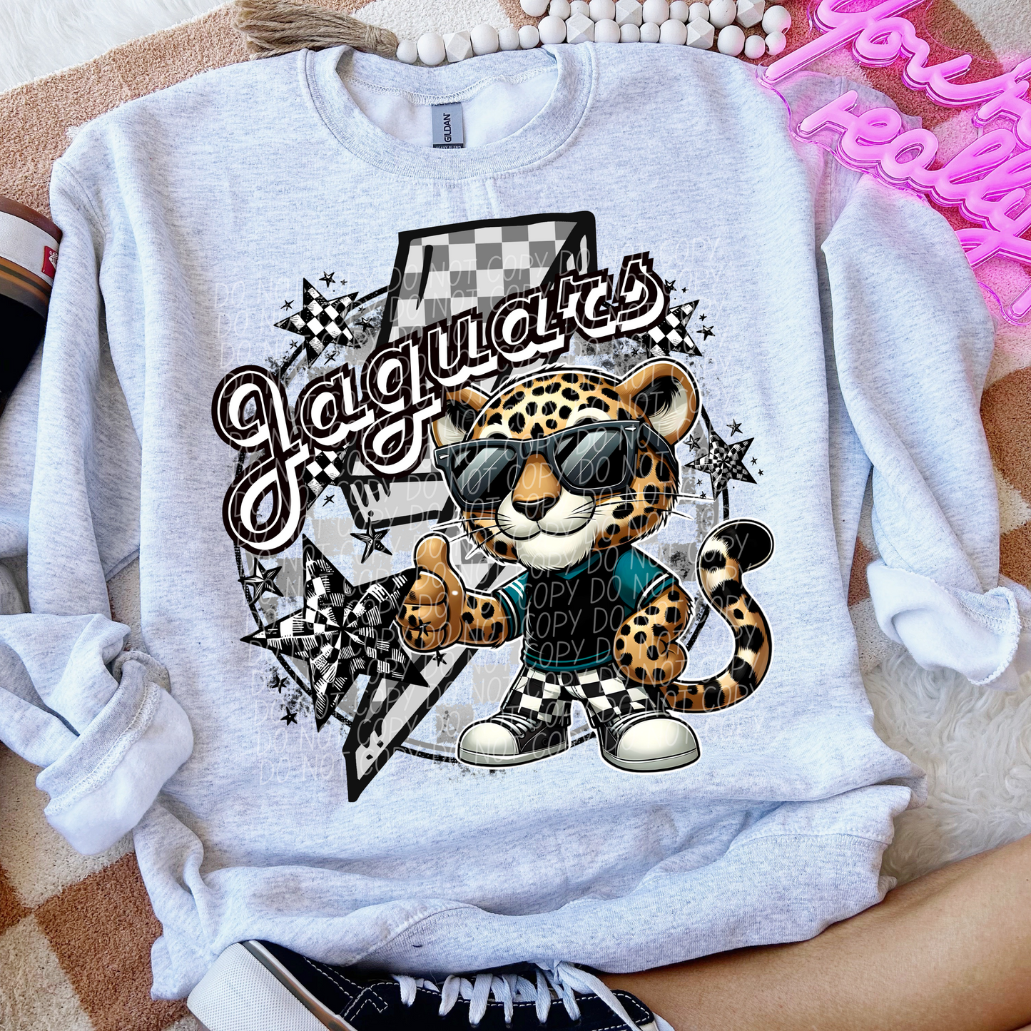 Jaguars Checkered Lightning Bolt