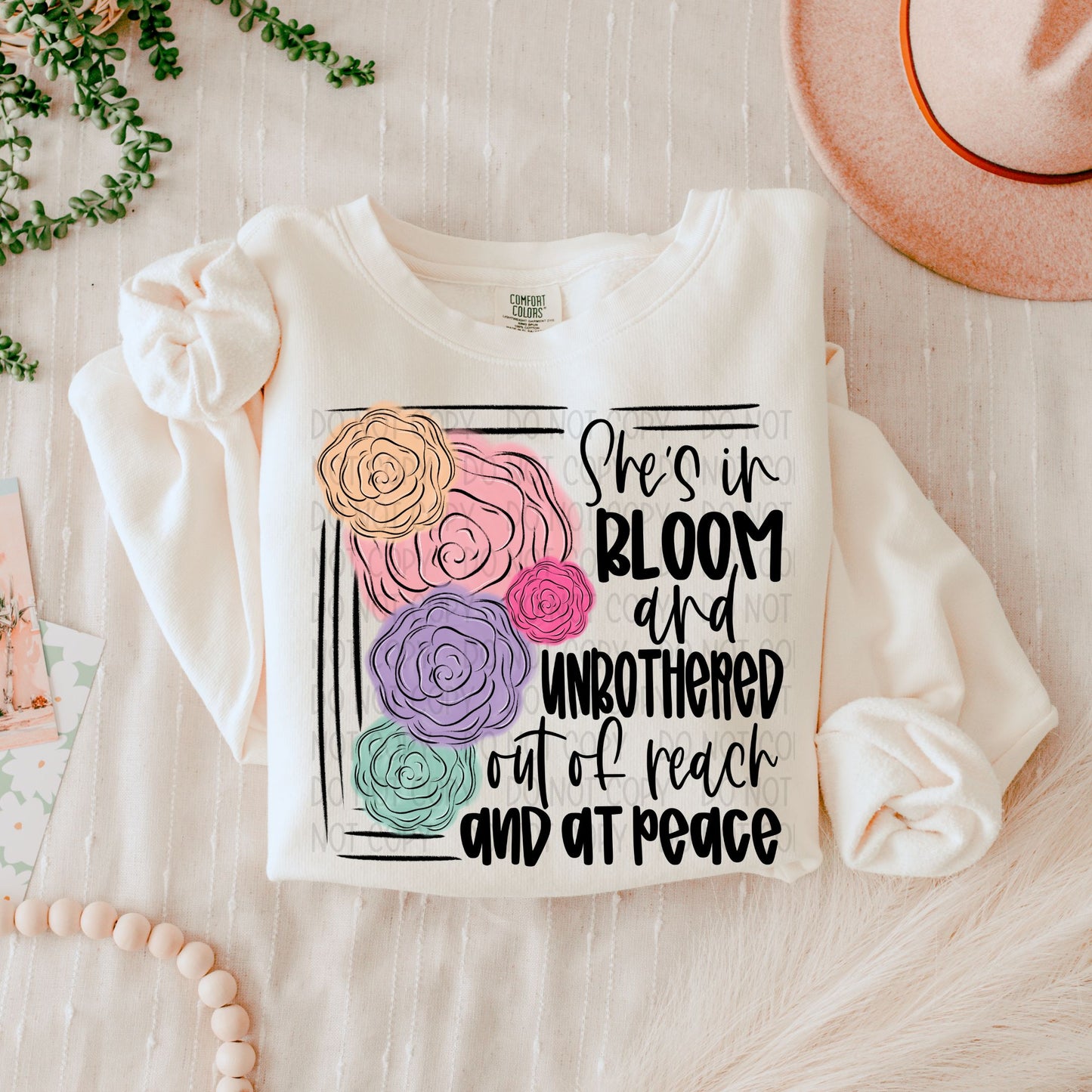 She's in Bloom and unbothered out of reach and at peace