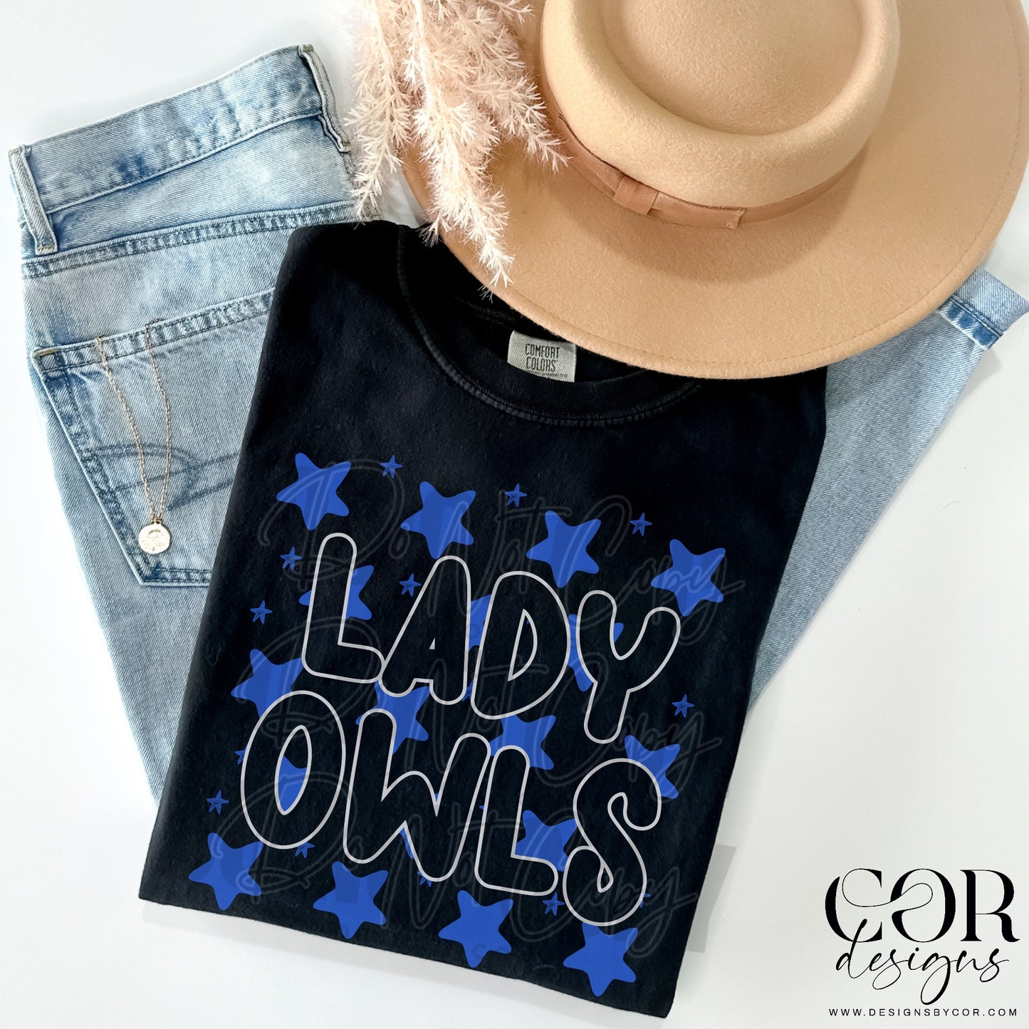 Lady Owls Royal Blue Stars
