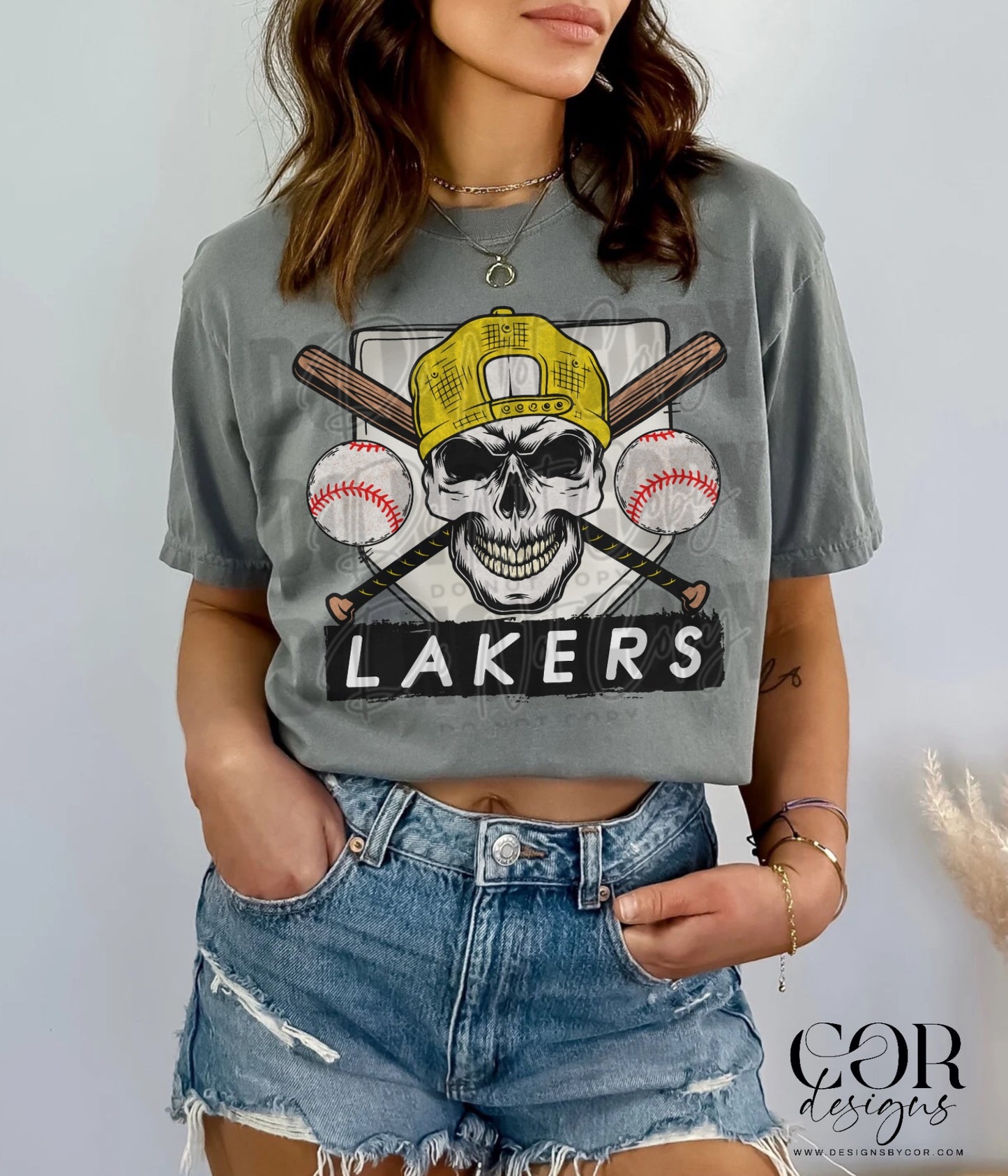 Lakers Yellow Baseball With Skull