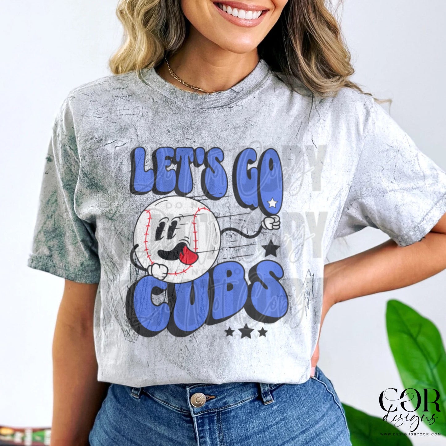 Lets Go Cubs Blue Baseball