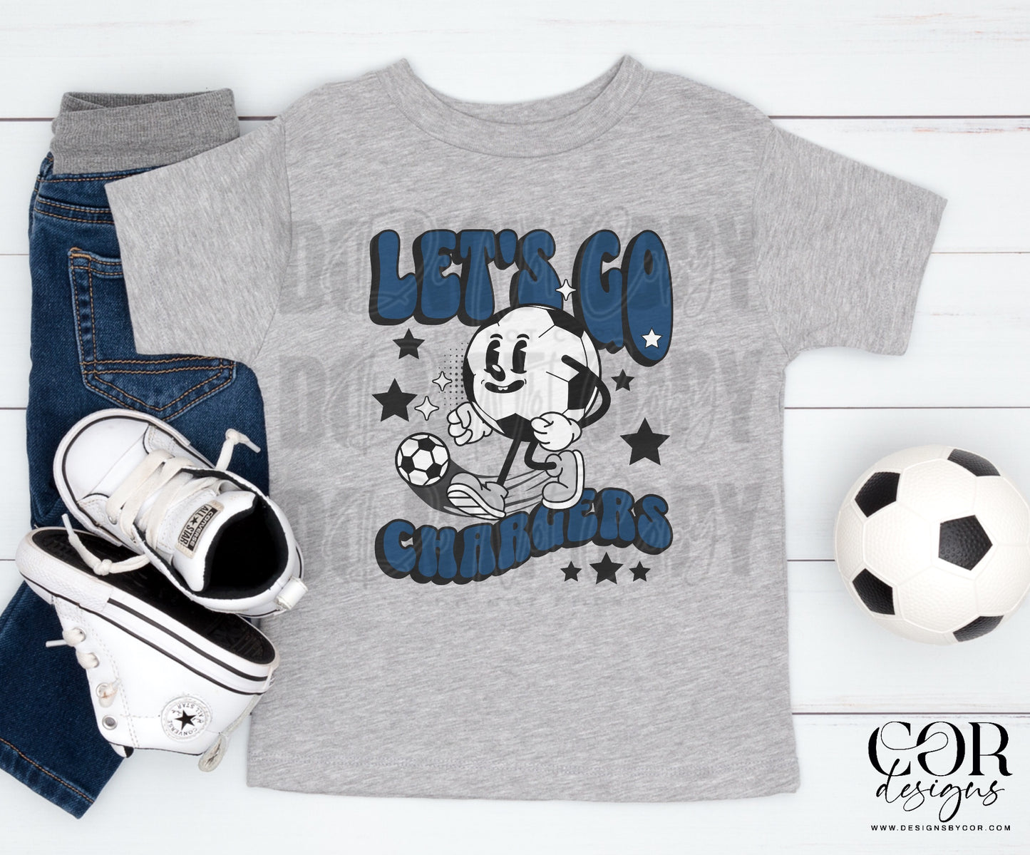 Lets Go Chargers Blue Soccer Ball