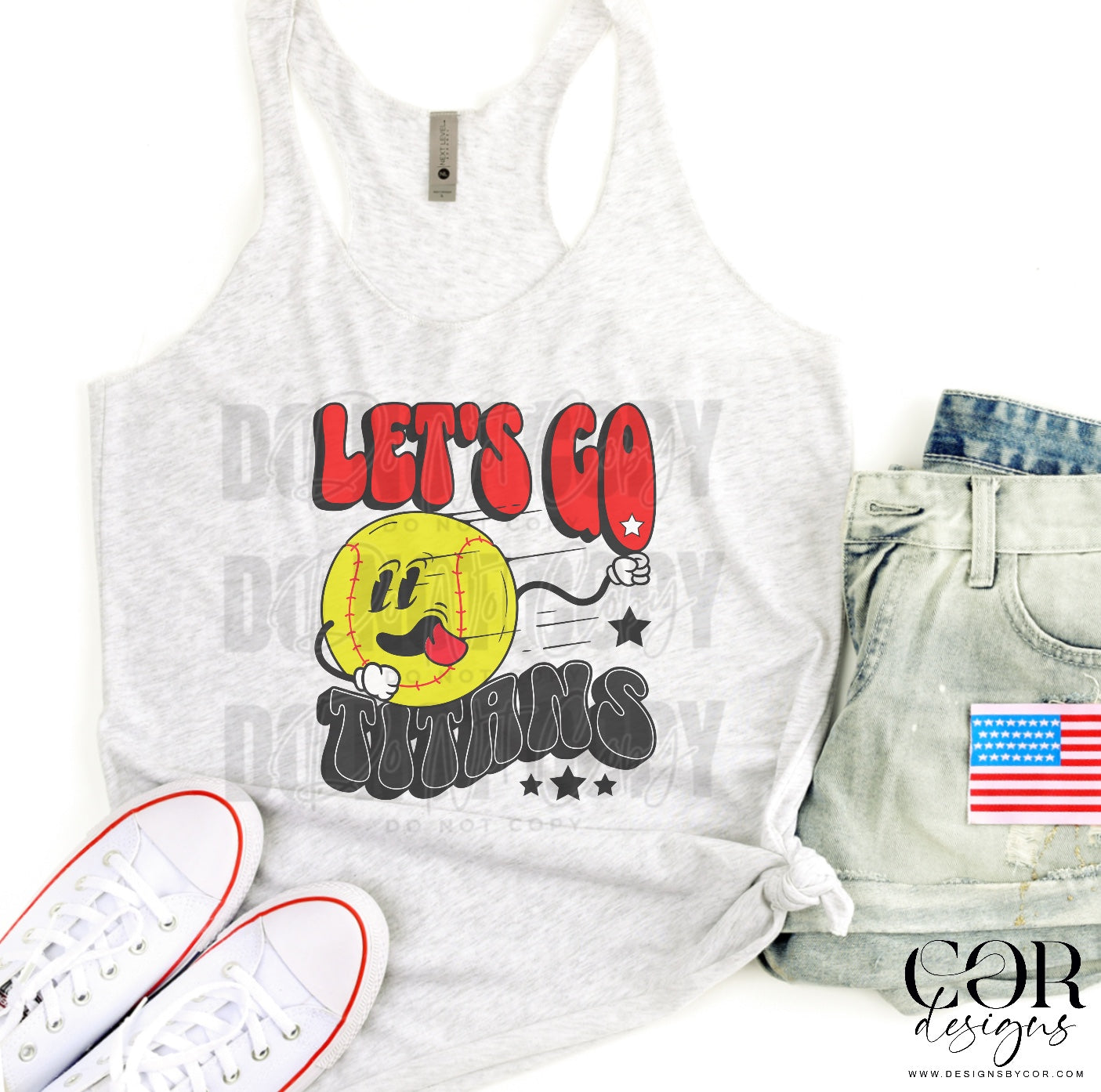 Lets Go Titans Red And Grey Softball