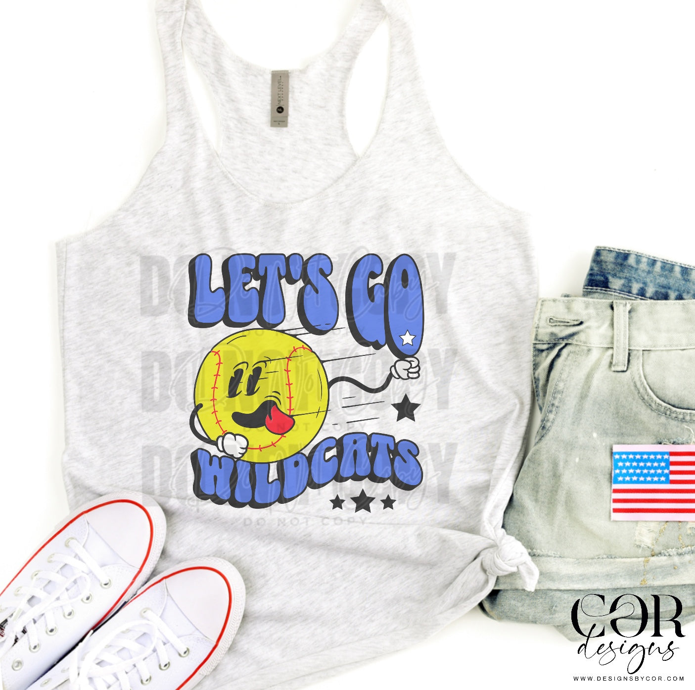 Lets Go Wildcats Blue Softball