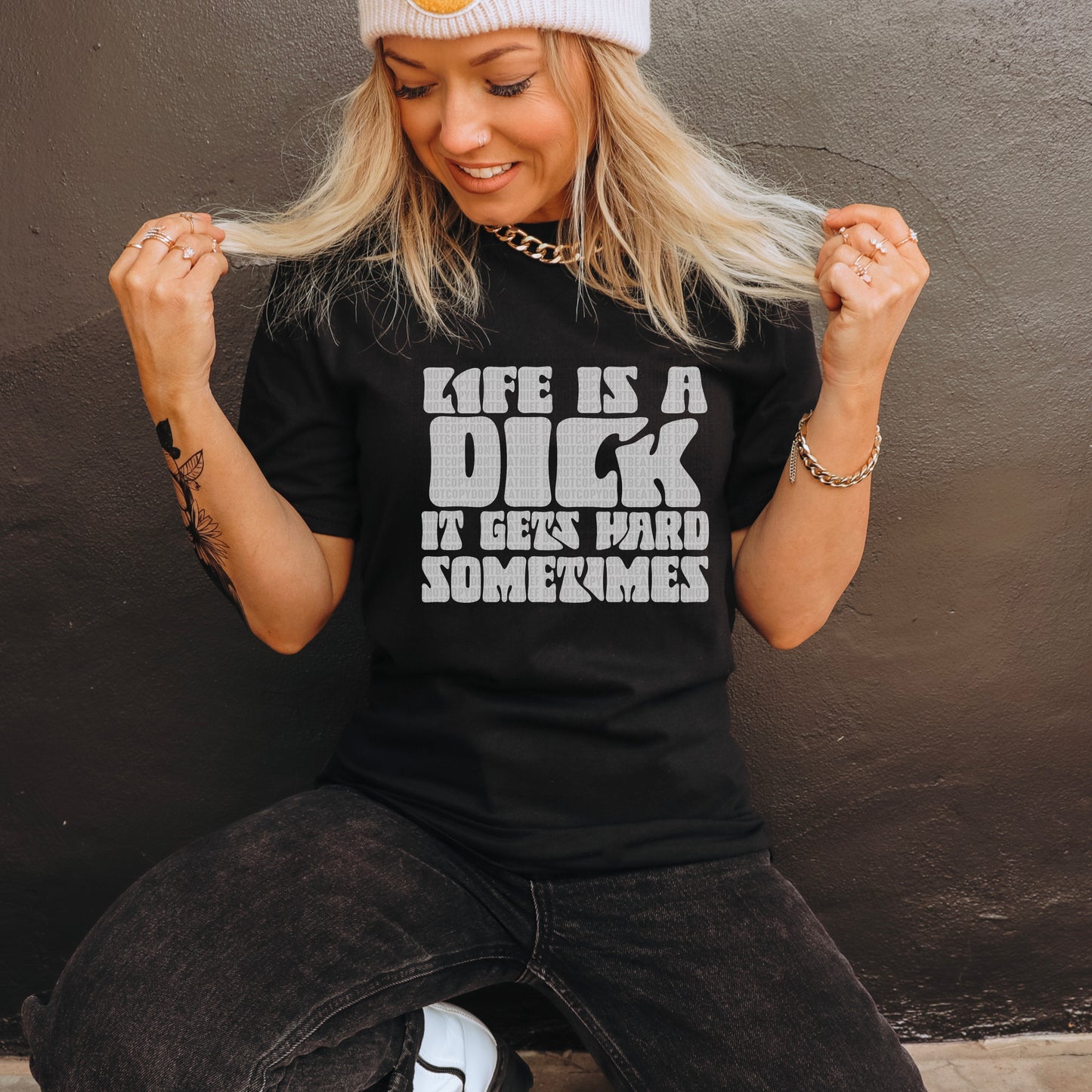 Life's A Dick..It Gets Hard Sometimes (GREY) - DTF Transfer