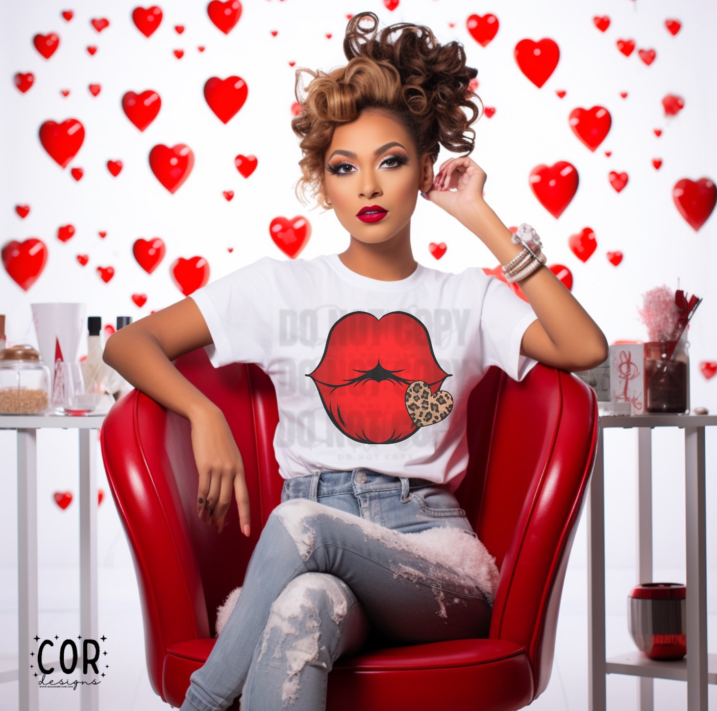 Lips Heart With Cheetah Print