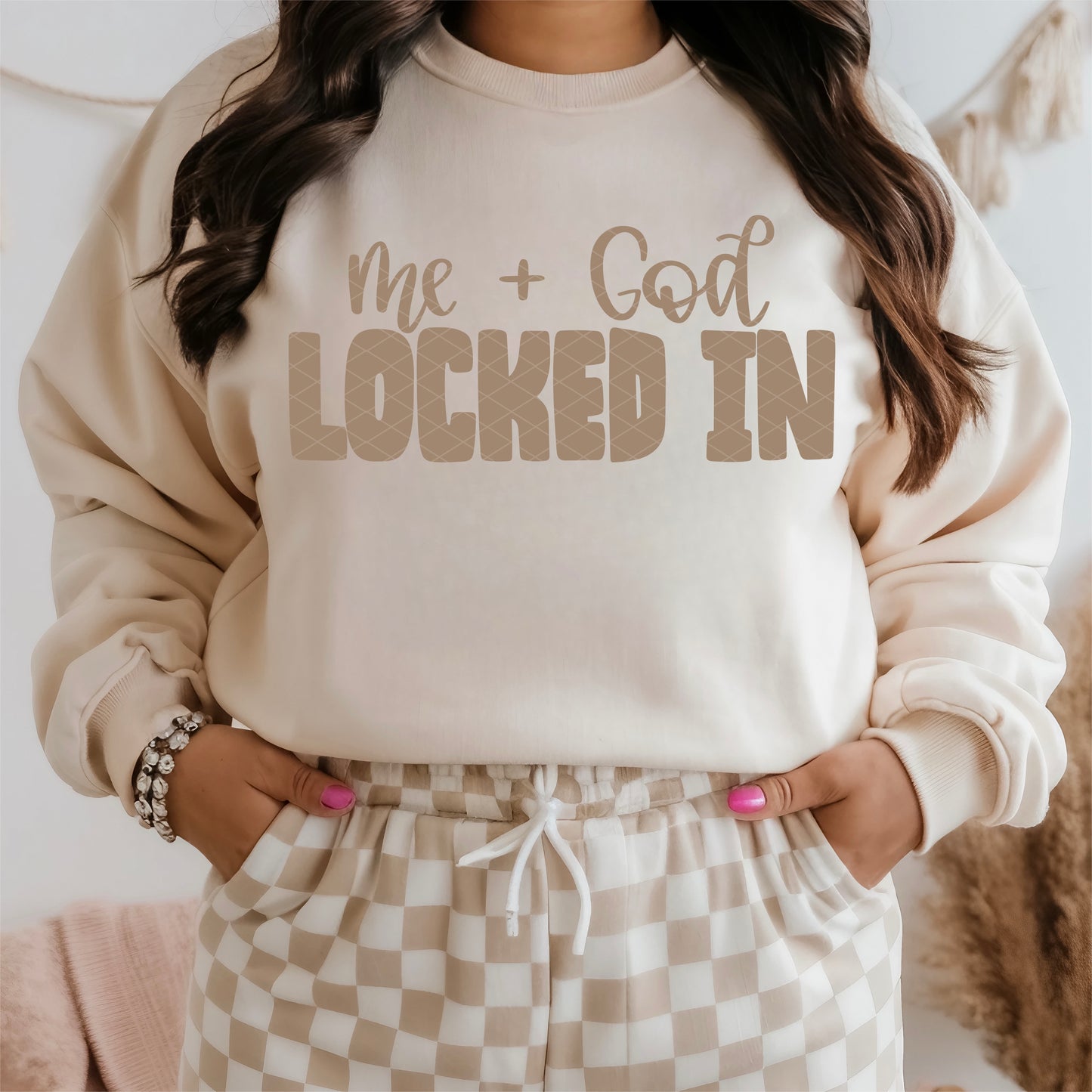 ME + GOD LOCKED IN (BROWN LETTERS)