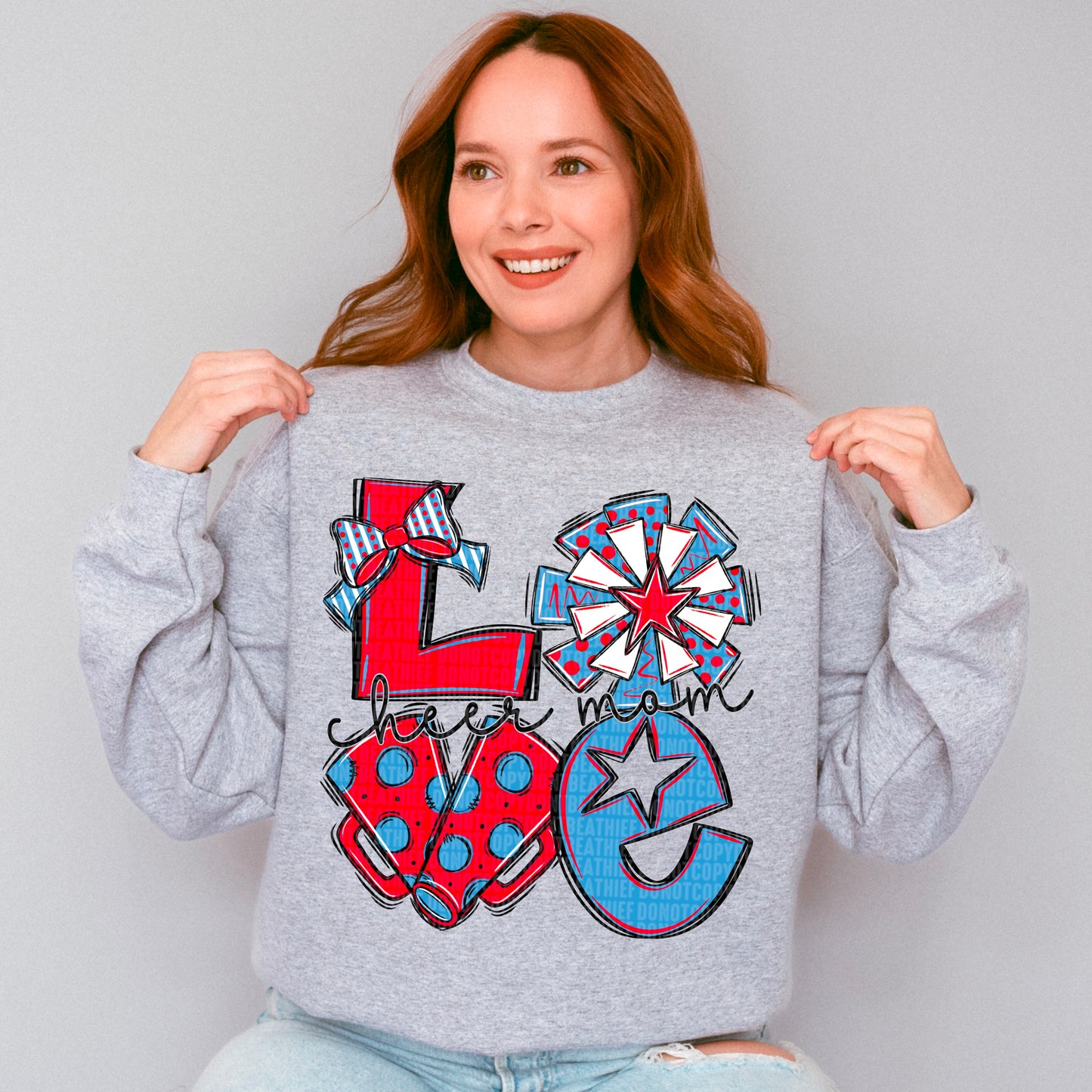 Blue and Red Cheer Love Cheer Mom