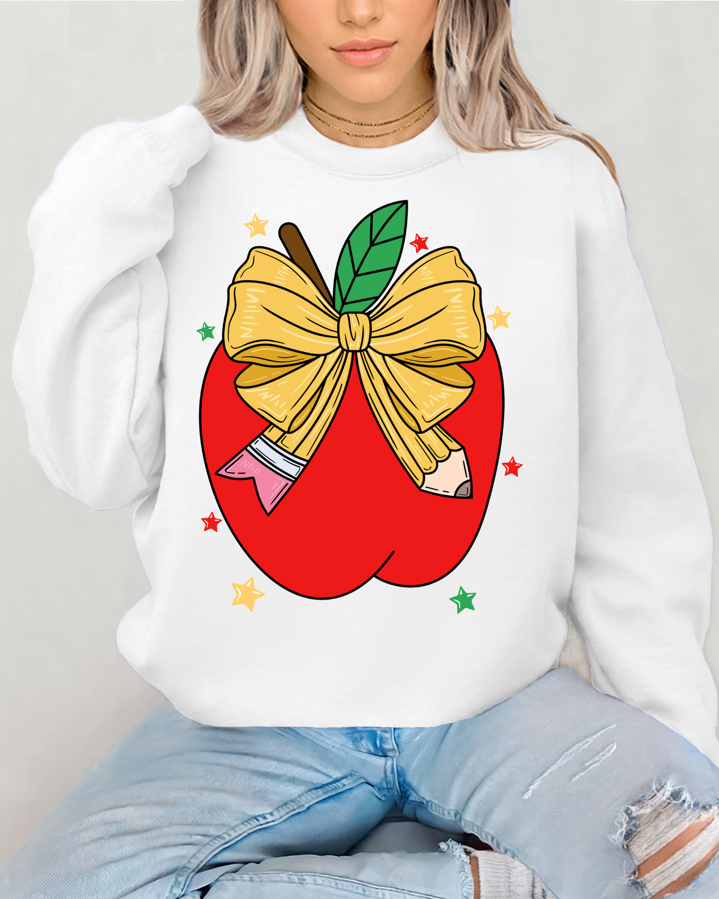 Teachers Apple With Pencil Bow