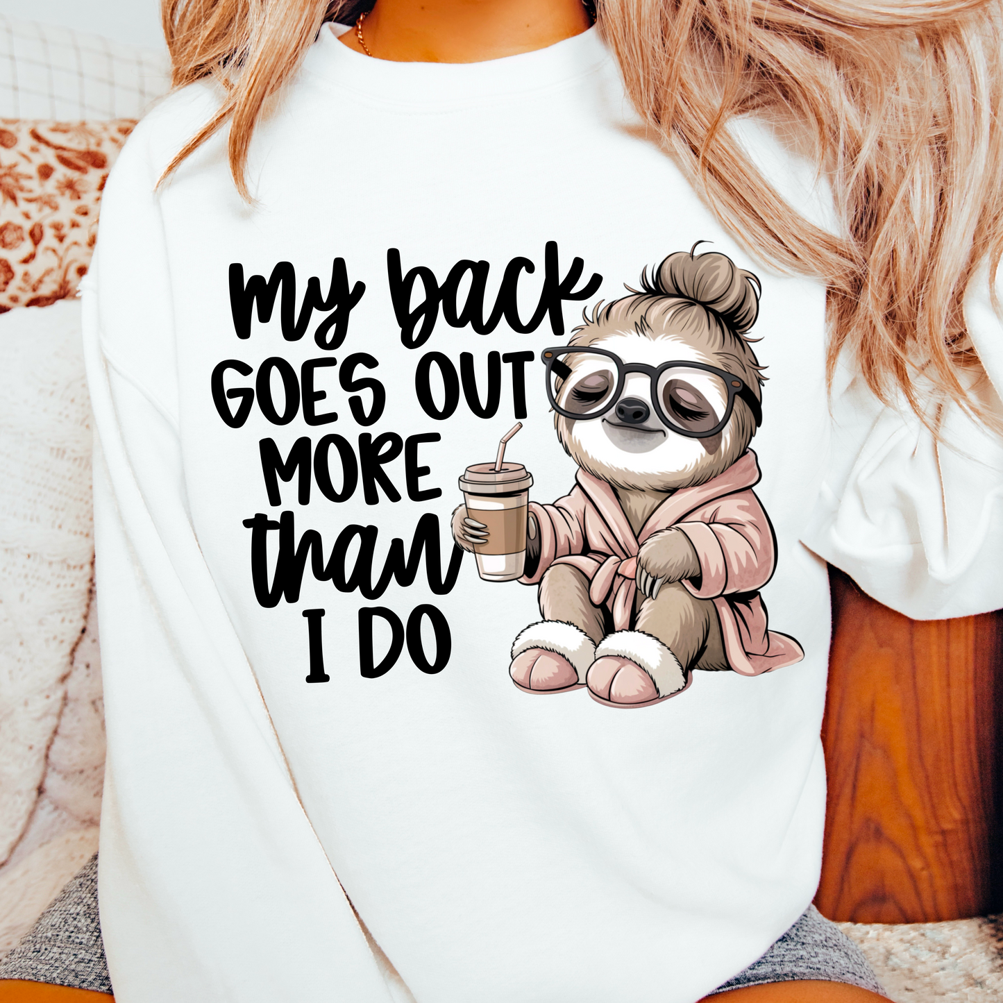 My back goes out more than I do (black)