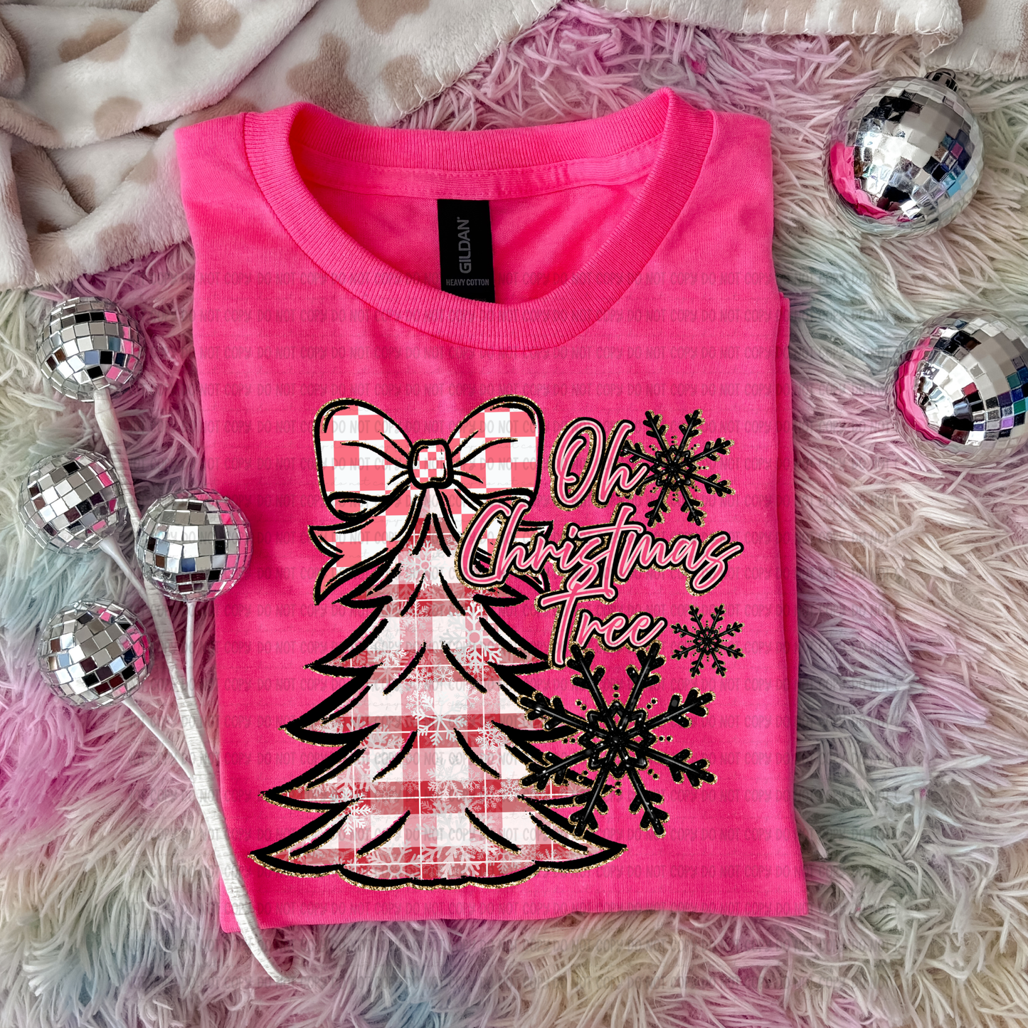 OH CHRISTMAS TREE BOW PINK