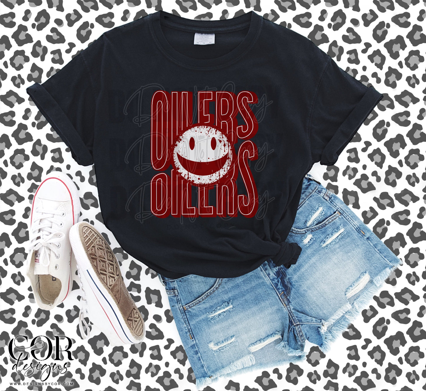 Oilers Maroon Smiley Face