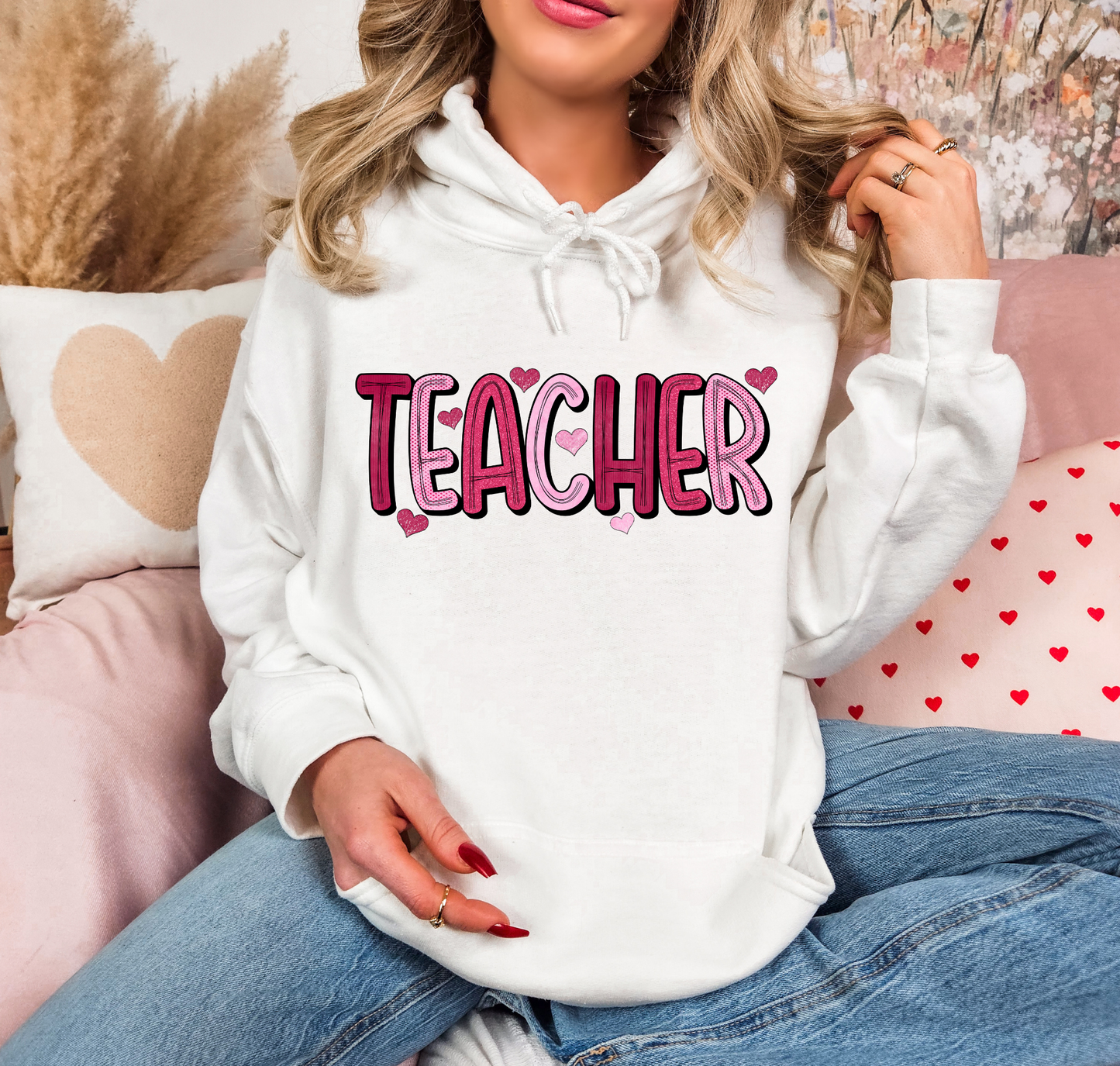 Teacher Valentines Hearts Pink
