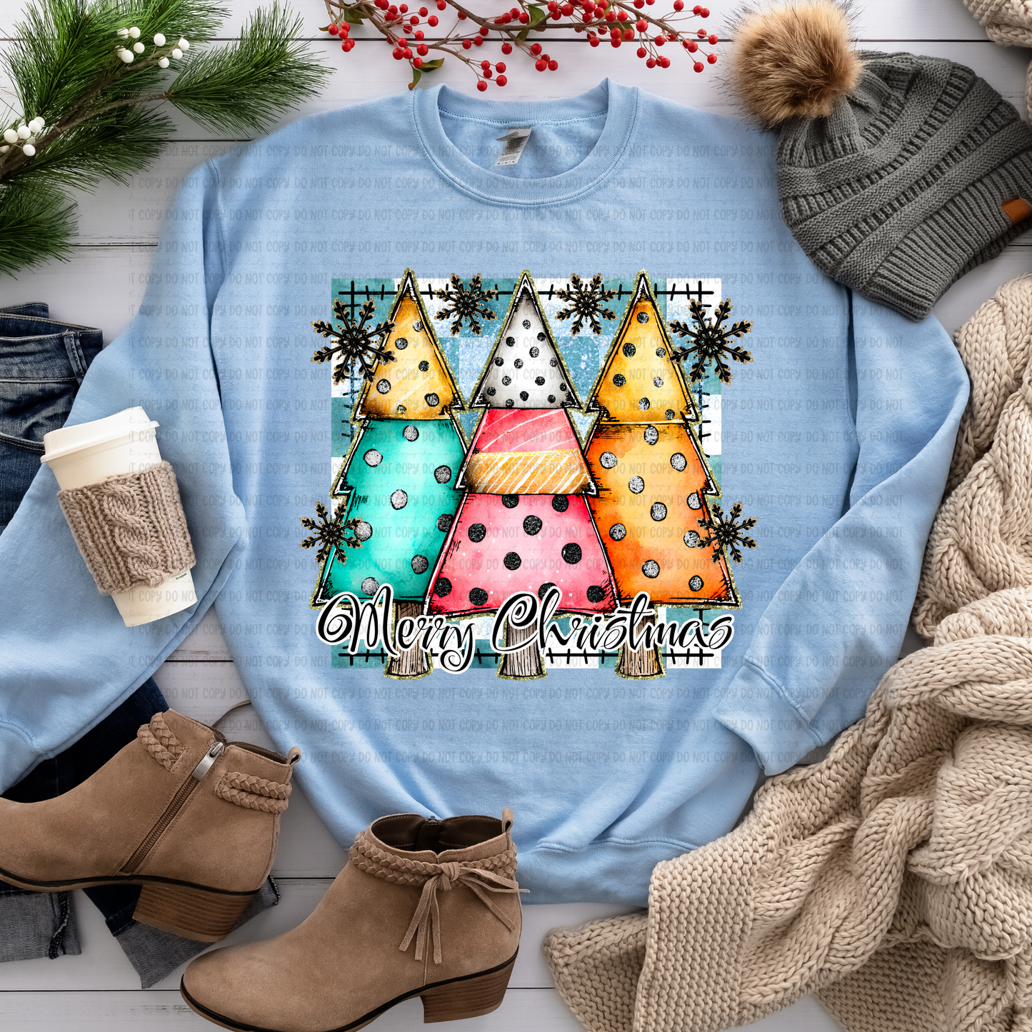 PATCH WORK TREES MERRY CHRISTMAS