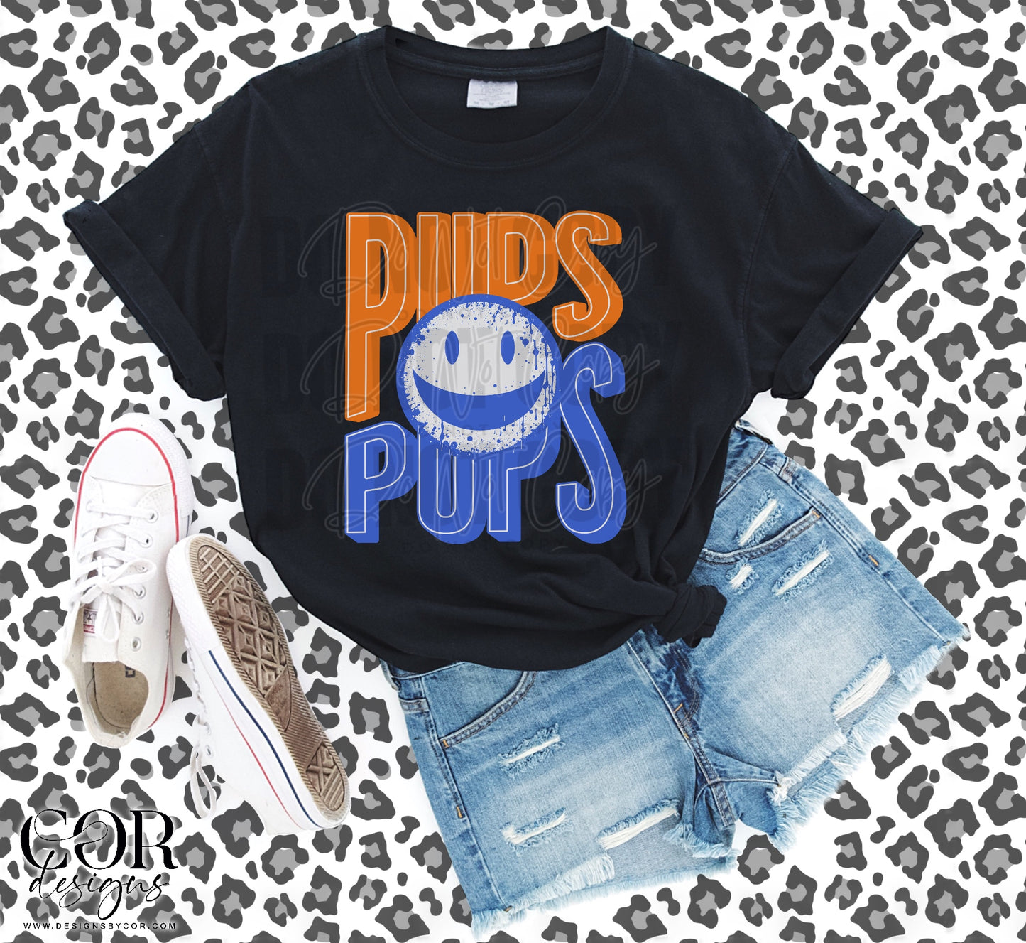 Pups Orange And Blue Smiley Face