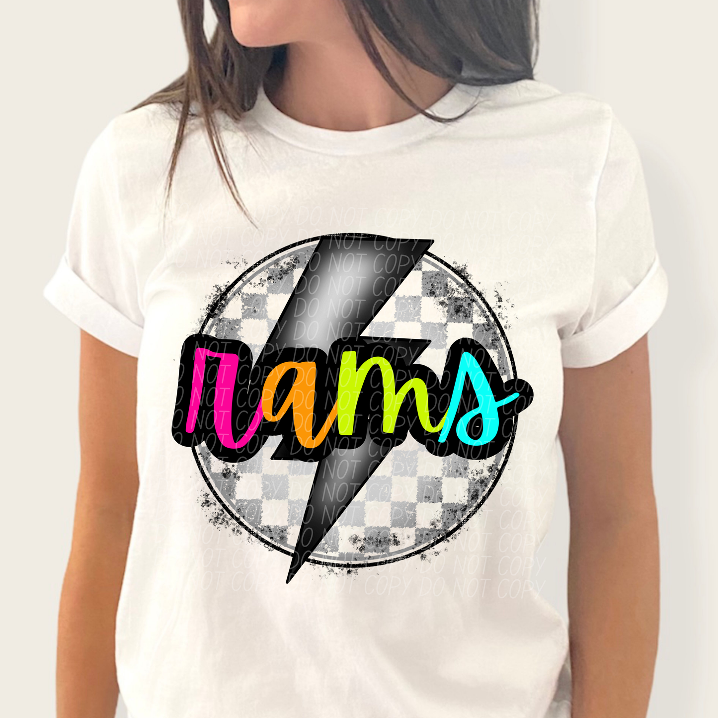 Rams Colorful Letters Lightning Bolt