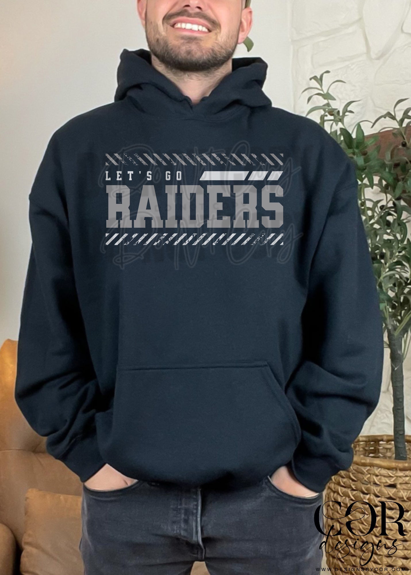 Lets Go Raiders White And Grey