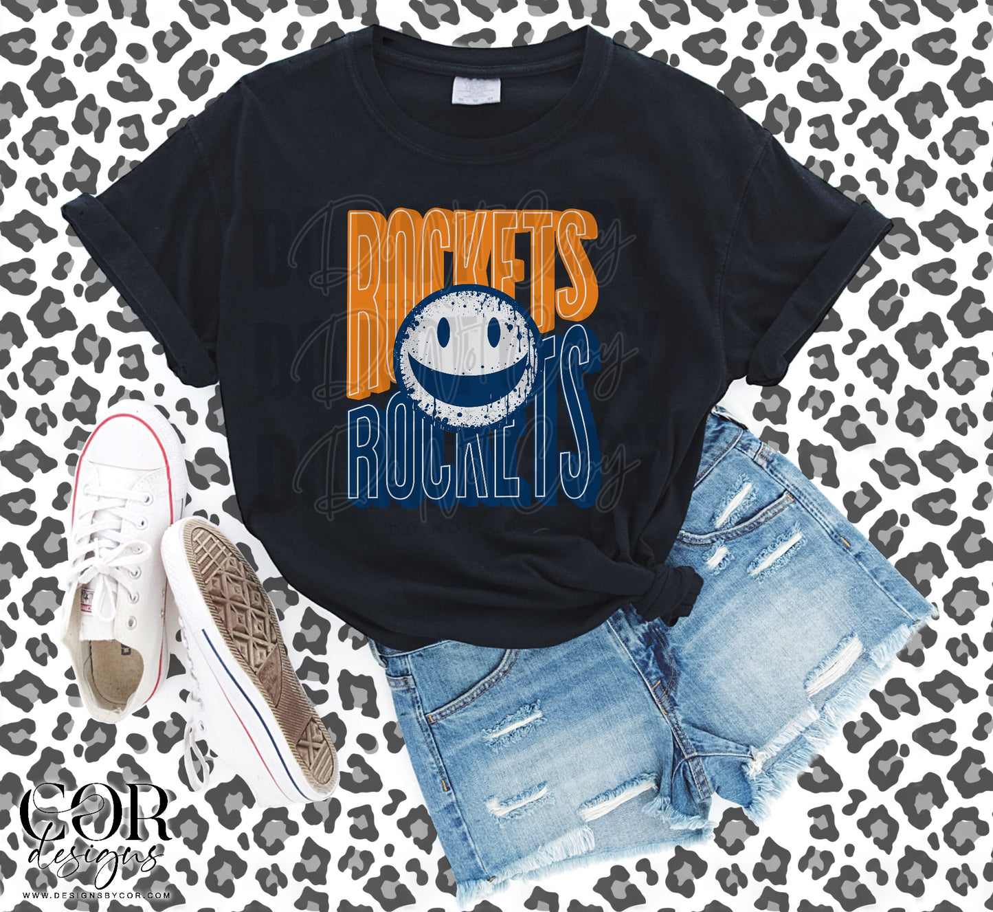 Rockets Orange And Blue Smiley Face