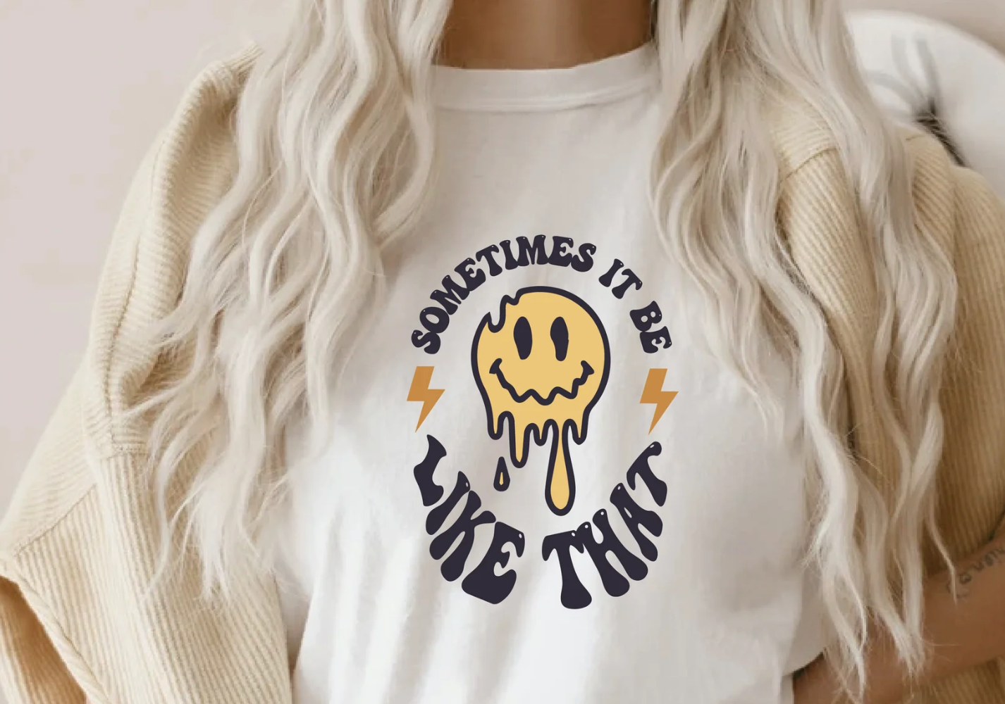 Sometimes it be like that, smiley drip and lightning bolts