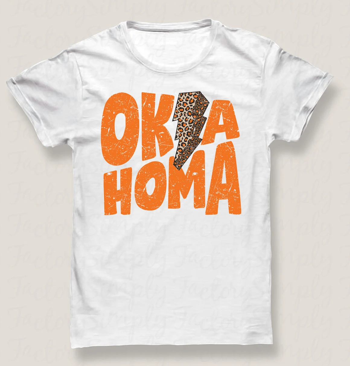 Oklahoma-orange with cheetah print lightning bolt