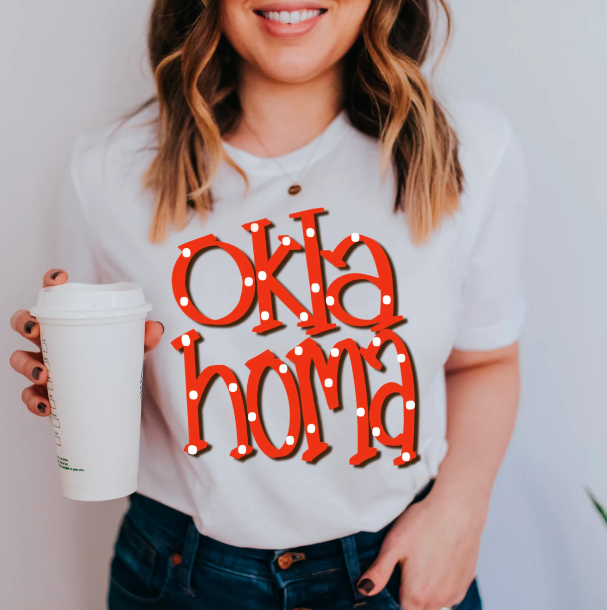Oklahoma- orange and white dots