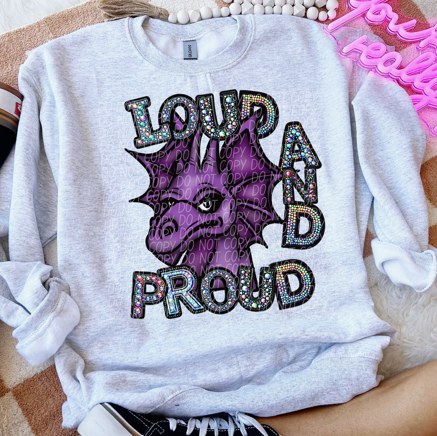 Rhinestone Loud And Proud Dragons Purple