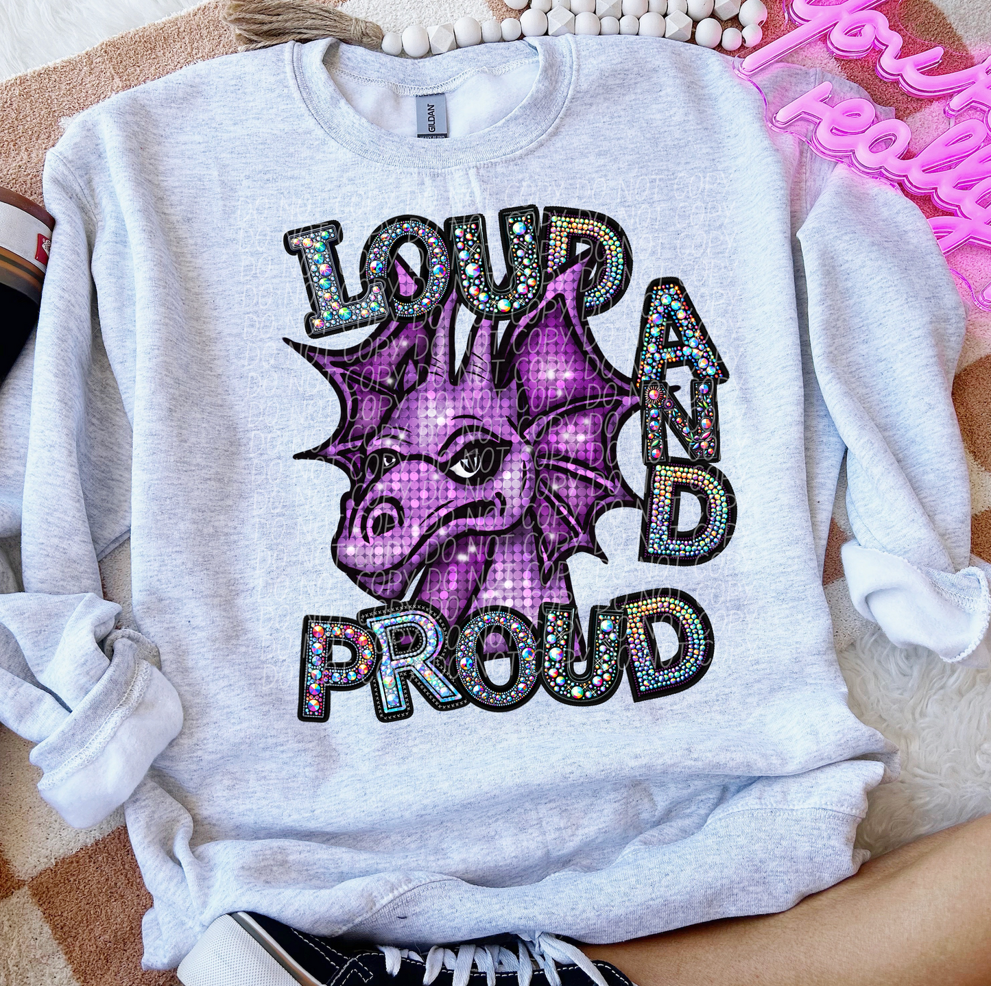 Rhinestone Loud And Proud Dragons Purple Glitter