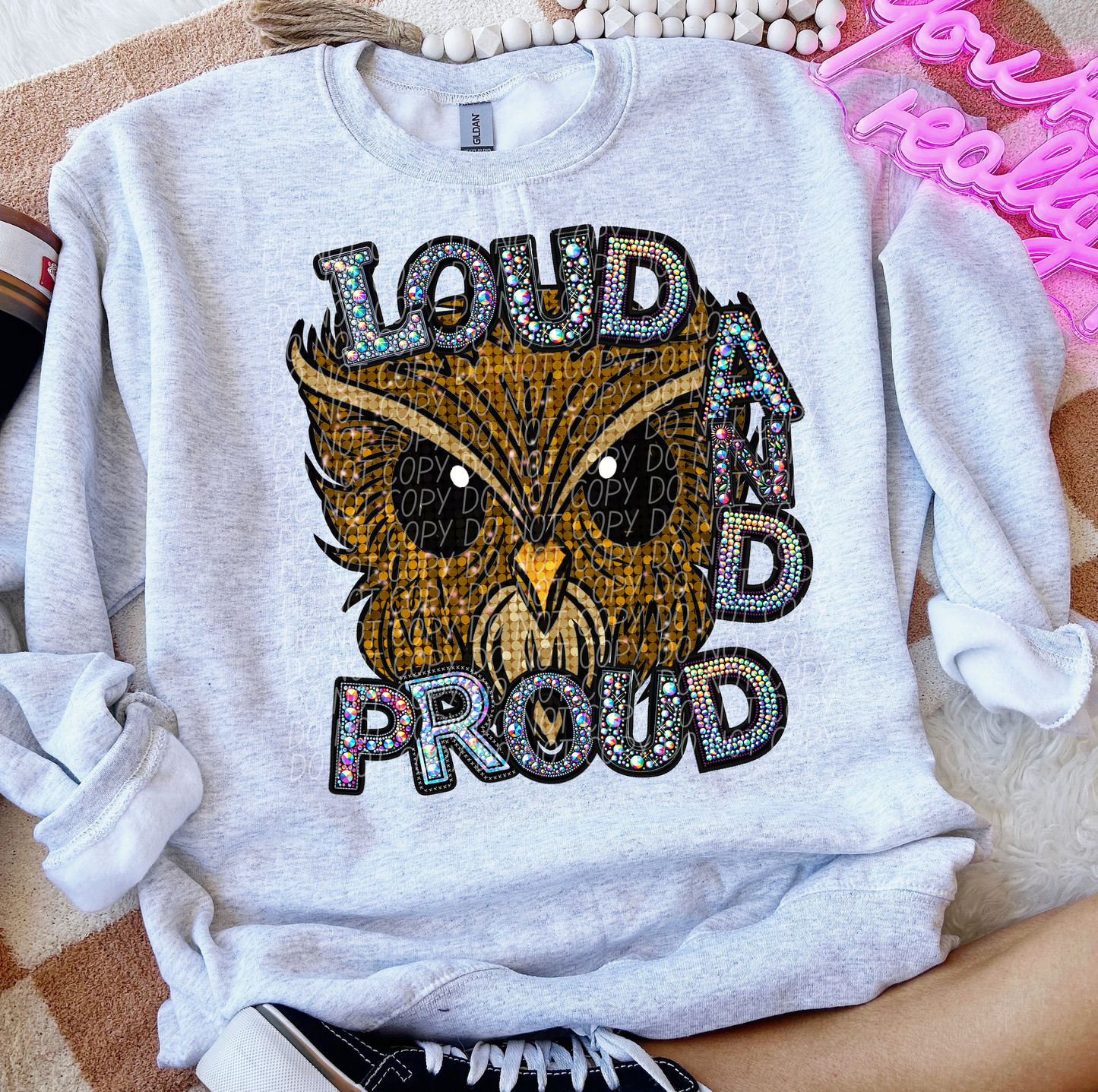 Rhinestone Loud And Proud Owls Glitter