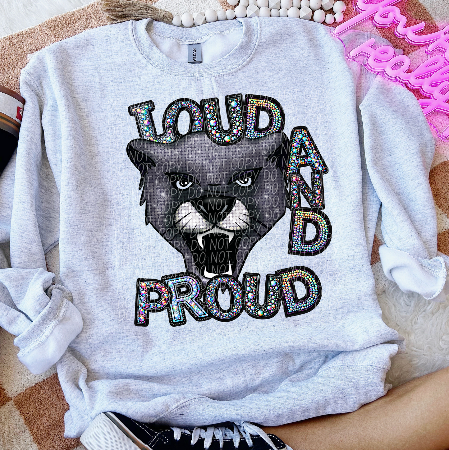 Rhinestone Loud And Proud Panther Glitter