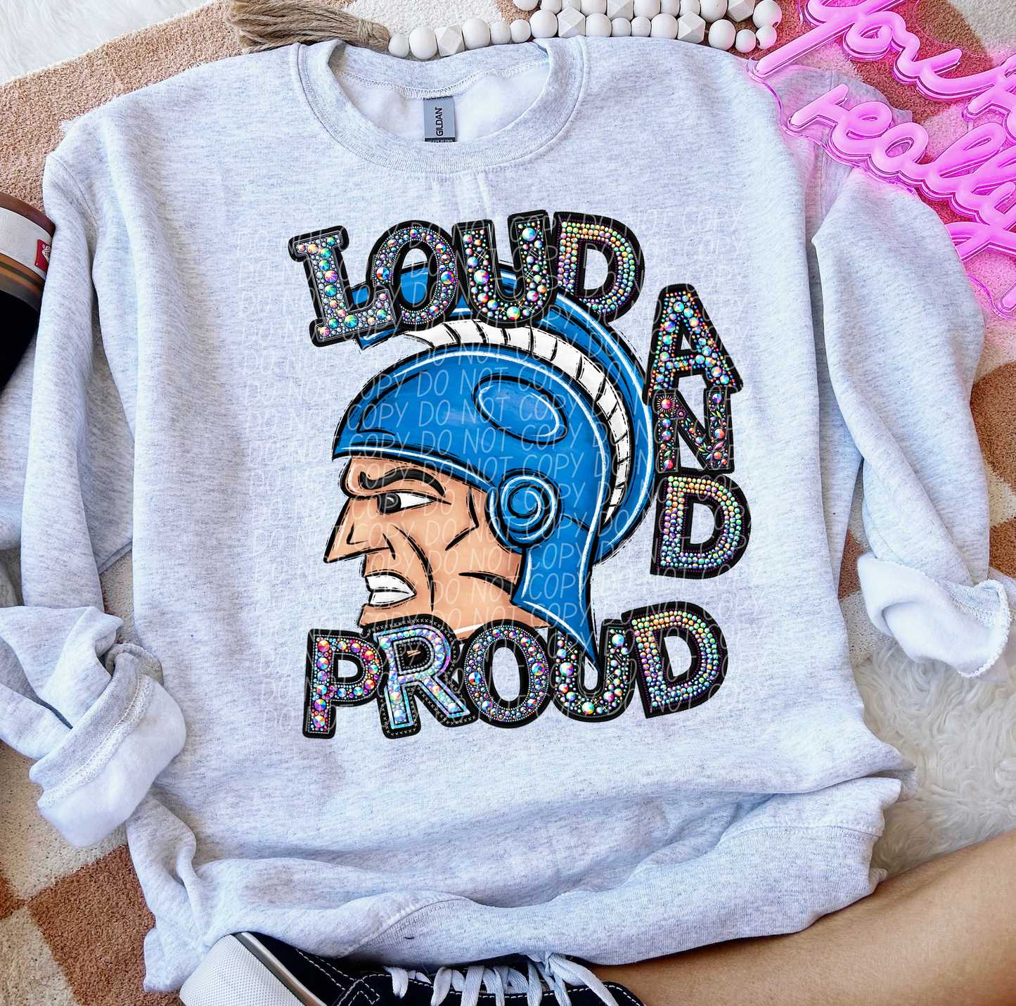 Rhinestone Loud And Proud Trojan Blue