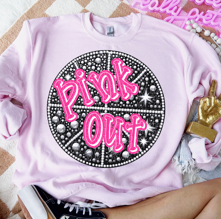 Pink Out Basketball (Rhinestones)