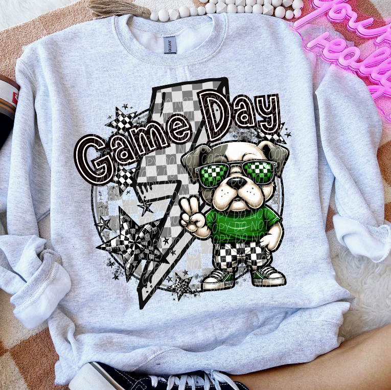 Game Day Bulldogs Green (Checkered)