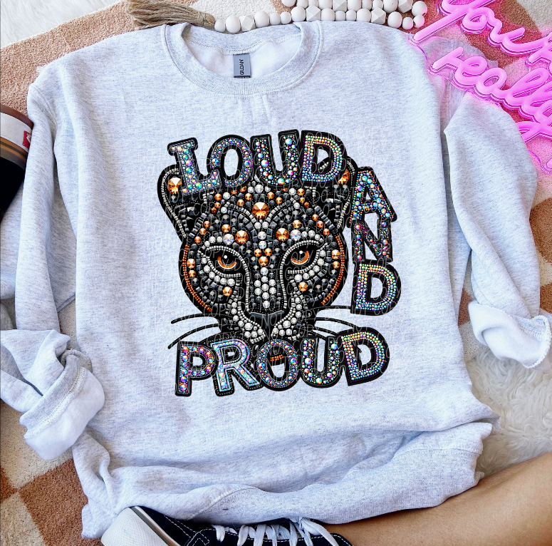 Loud and proud Panthers (rhinestones)